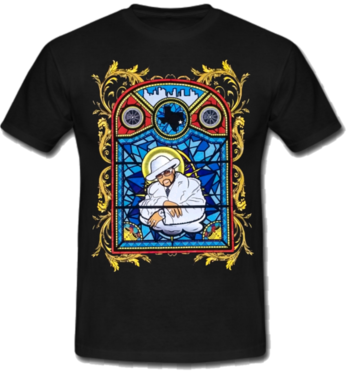 Pimp C Pimp God black T shirt stained glass image 